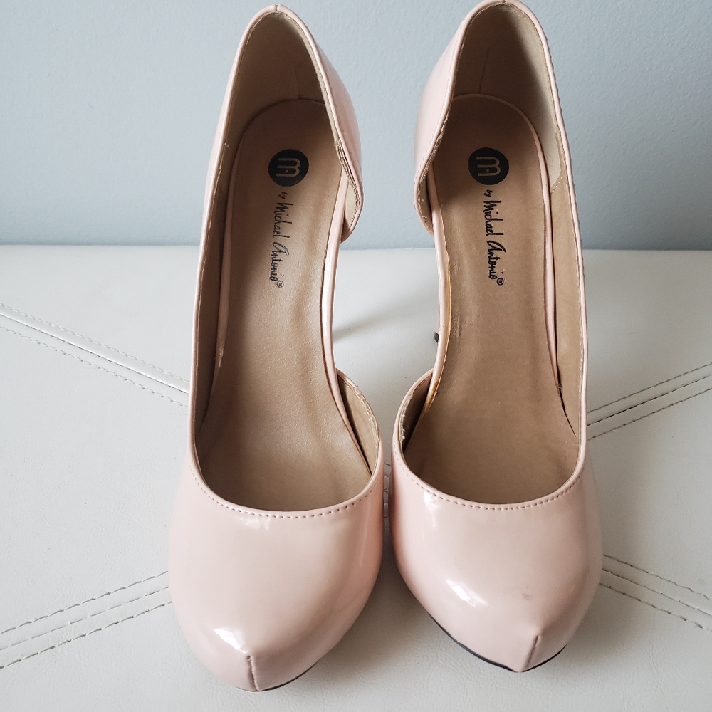 Pink patent leather d'orsay pumps